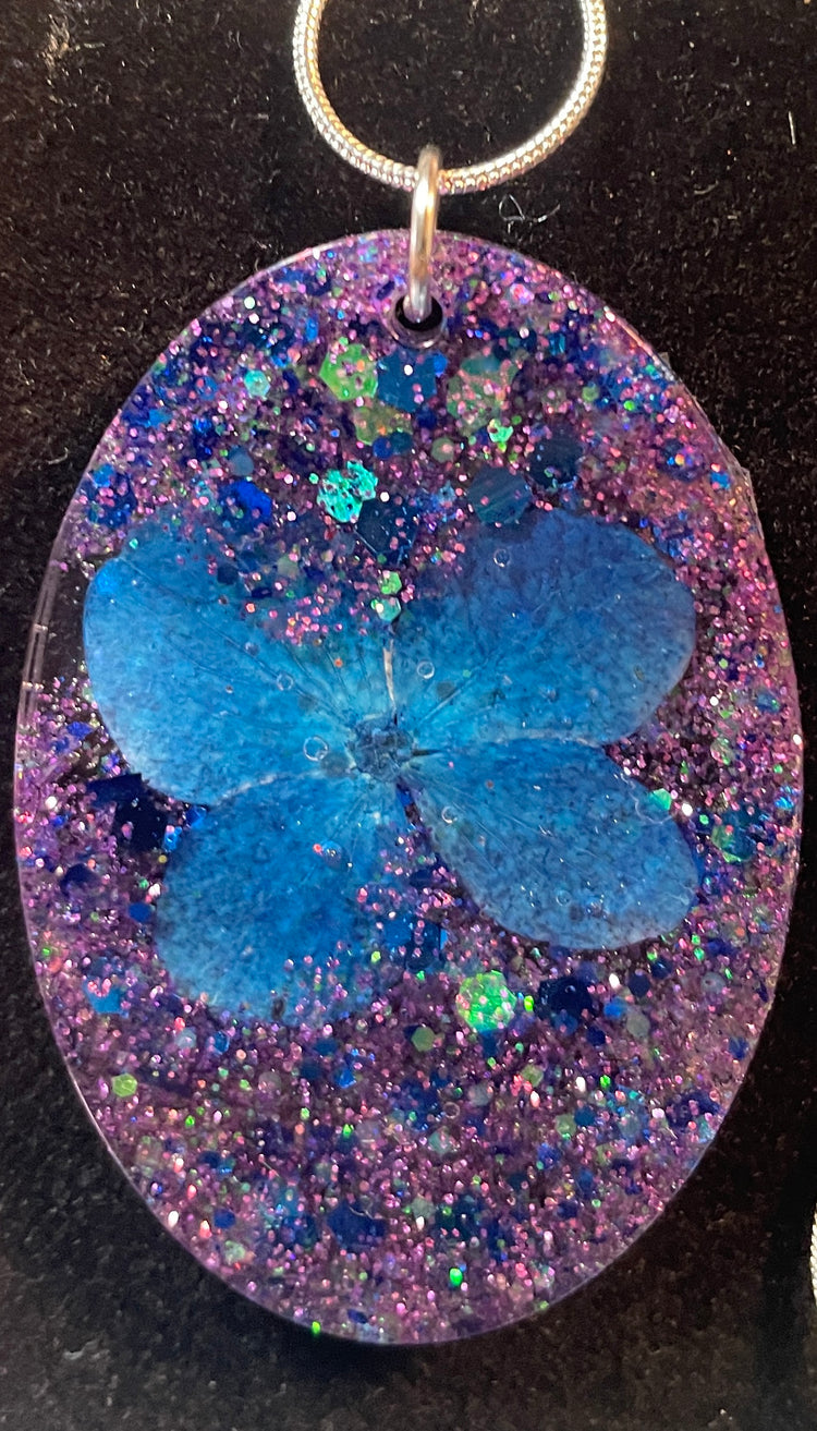 Large Blue Flower Necklaces