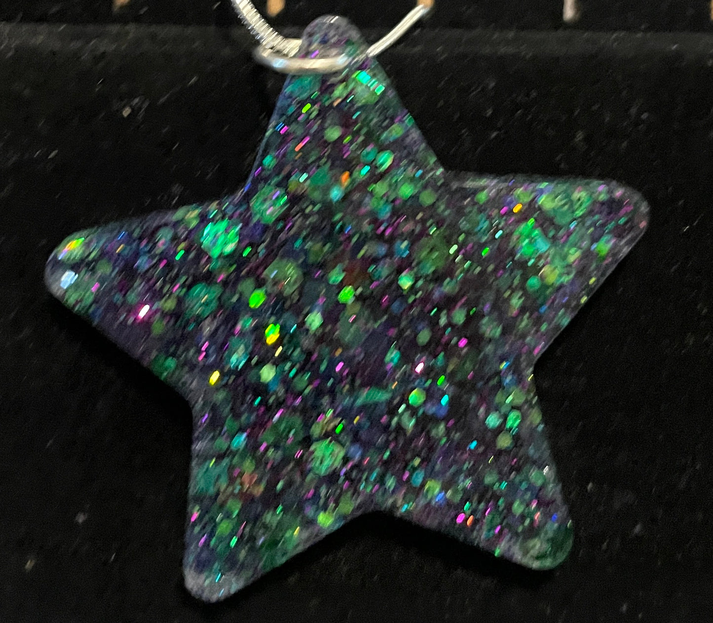 Green Glitter Star Necklace