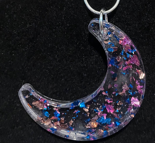 Moon Necklace Filled with Foil