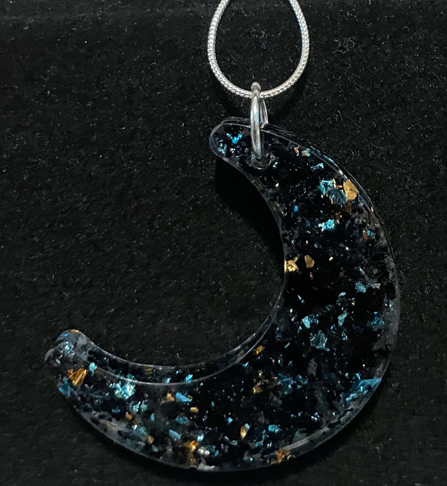 Black Moon Necklace Filled with Foil