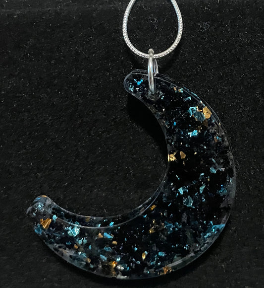 Black Moon Necklace Filled with Foil