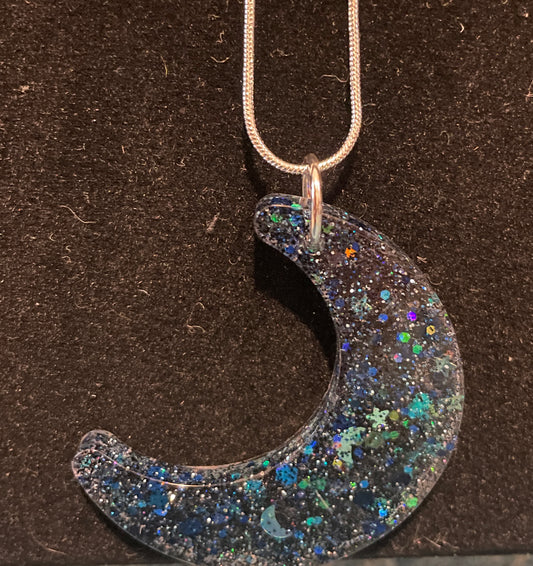 Moon Necklace Filled with Moons and Stars