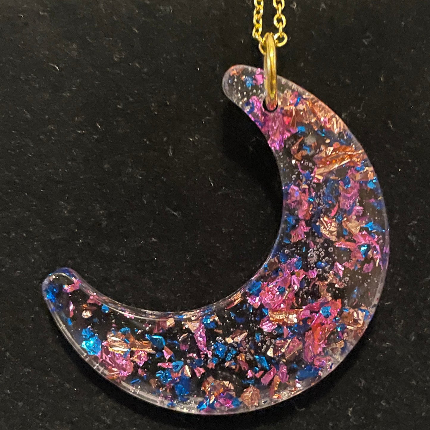 Moon Necklace Filled with Foil 2